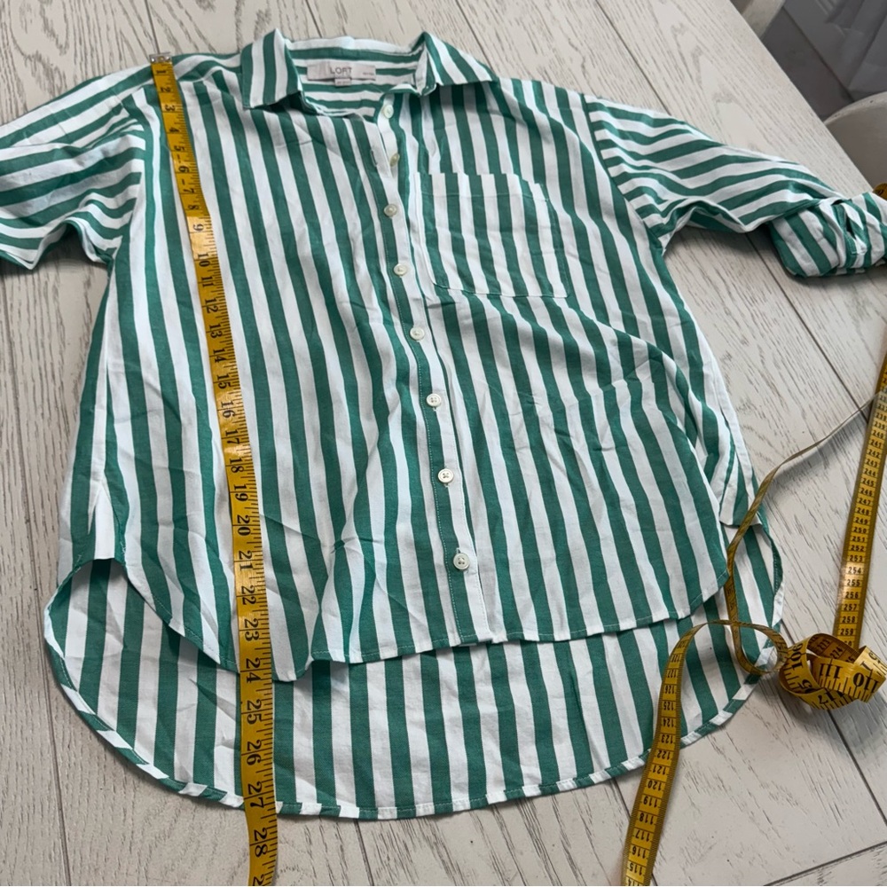 LOFT Mint Striped Button-Down Shirt - Picture 4 of 8